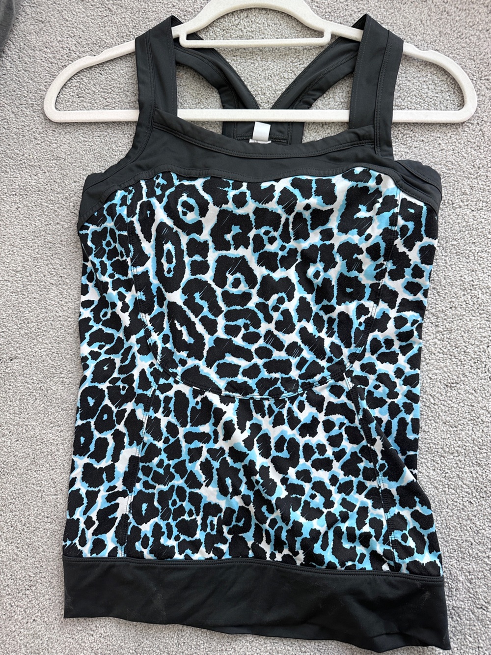 Adidas Stella McCartney Sports Top Blue Leopard Print Women's Sz S